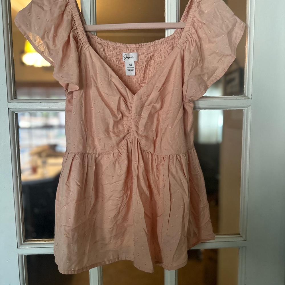 Japna Pink Ruffled Sleeve Blouse
